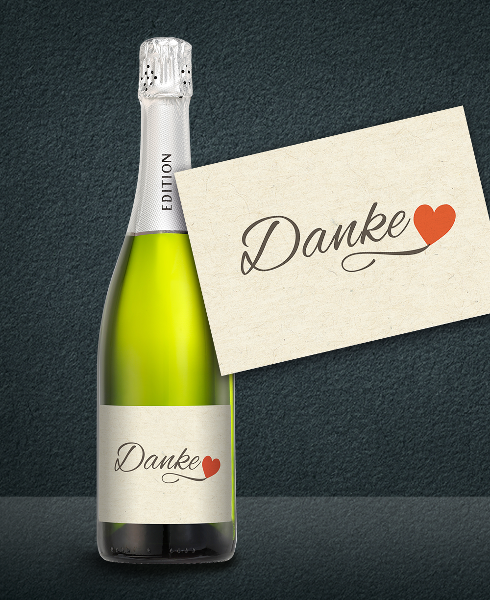 Bild: Abbildung zeigt das Produkt EDITION Cuvée 1888 mit Sonderetikett "DANKE"